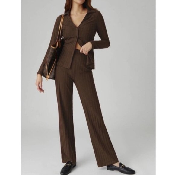 Reformation Brown Zayne Two Piece Set - Picture 1 of 8